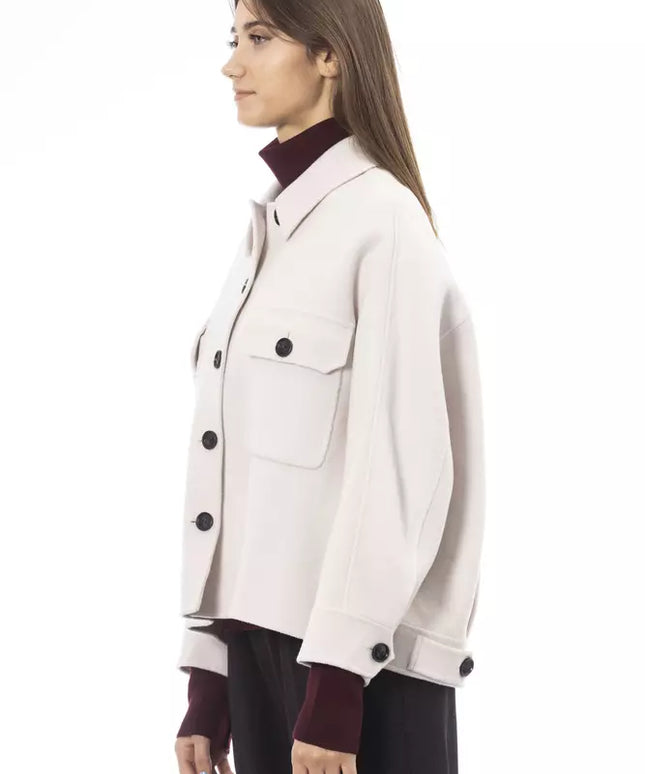 Alpha Studio Elegant White Wool Blazer Jacket
