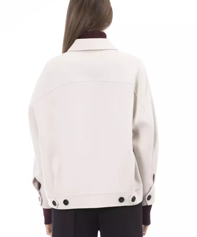 Alpha Studio Elegant White Wool Blazer Jacket