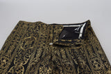 Dolce & Gabbana Black Gold Jacquard Dress Trouser Pants
