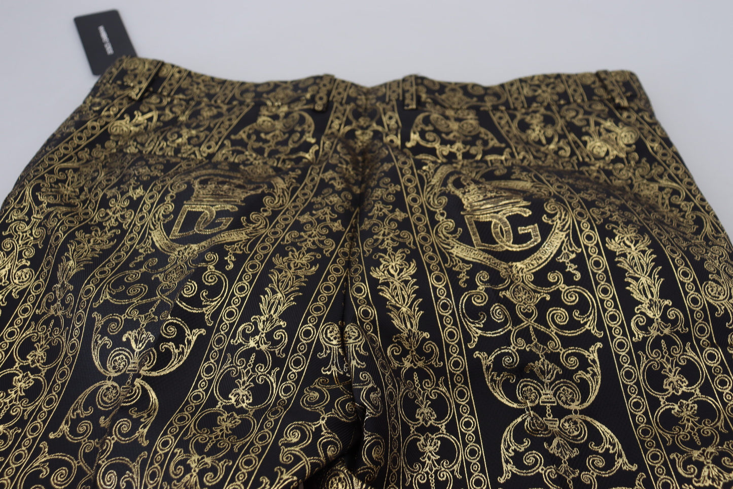 Dolce & Gabbana Black Gold Jacquard Dress Trouser Pants