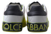 Dolce & Gabbana White Yellow Portofino Leather Sneakers Shoes