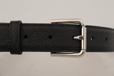 Dolce & Gabbana Black Calf Leather Brown Backend Metal Buckle Belt