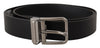 Dolce & Gabbana Black Calf Leather Logo Engraved Metal Buckle Belt