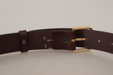 Dolce & Gabbana Brown Plain Calf Leather Gold Tone Buckle Belt