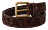 Dolce & Gabbana Brown Calf Leather Embossed Gold Metal Buckle