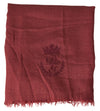 Dolce & Gabbana Maroon Cashmere Knit Wrap Shawl Fringe Scarf