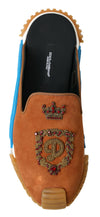 Dolce & Gabbana Brown Suede Crown Logo NS1 Slides Sandals