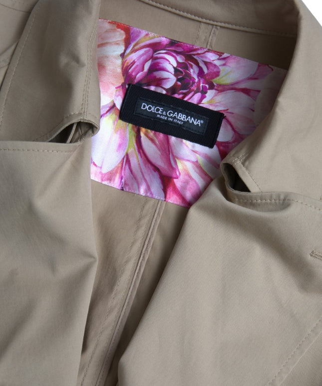 Dolce & Gabbana Khaki Double Breasted Trench Coat Jacket