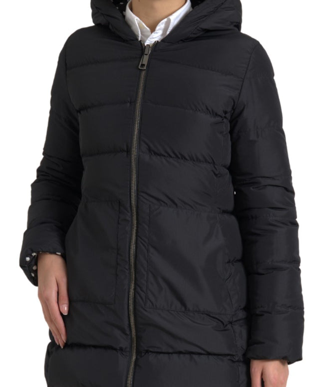 Dolce & Gabbana Black Polyester Hooded Reversible Jacket