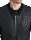 Dolce & Gabbana Black Leather Full Zip Bomber Coat Jacket
