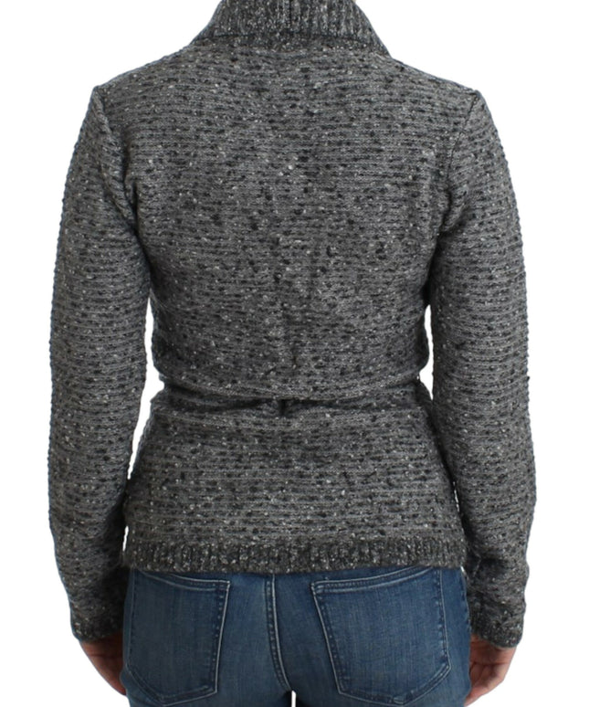 Cavalli Gray wool knitted cardigan