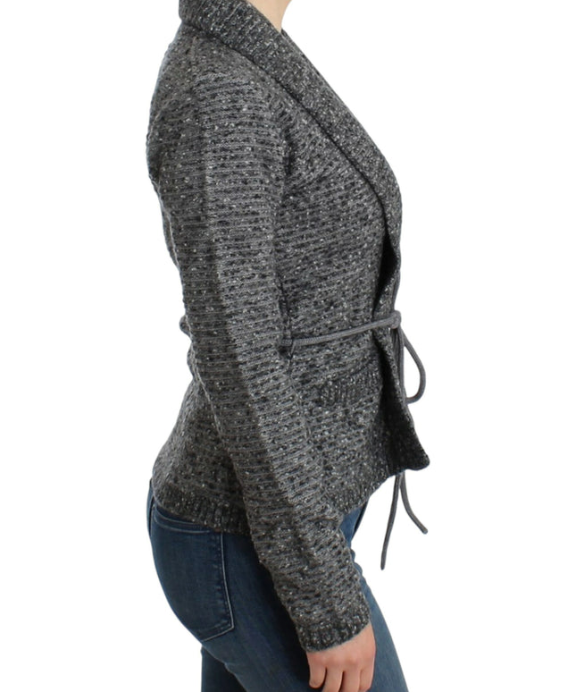 Cavalli Gray wool knitted cardigan