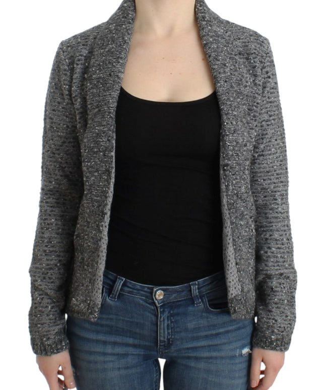 Cavalli Gray wool knitted cardigan