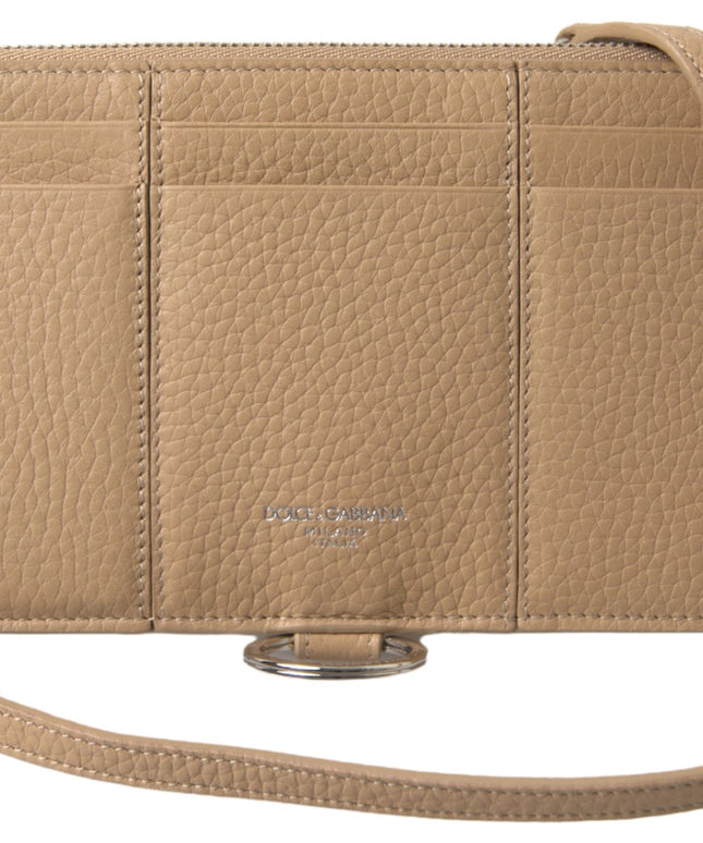 Dolce & Gabbana Beige Leather Shoulder Cardholder Shoulder Strap Wallet