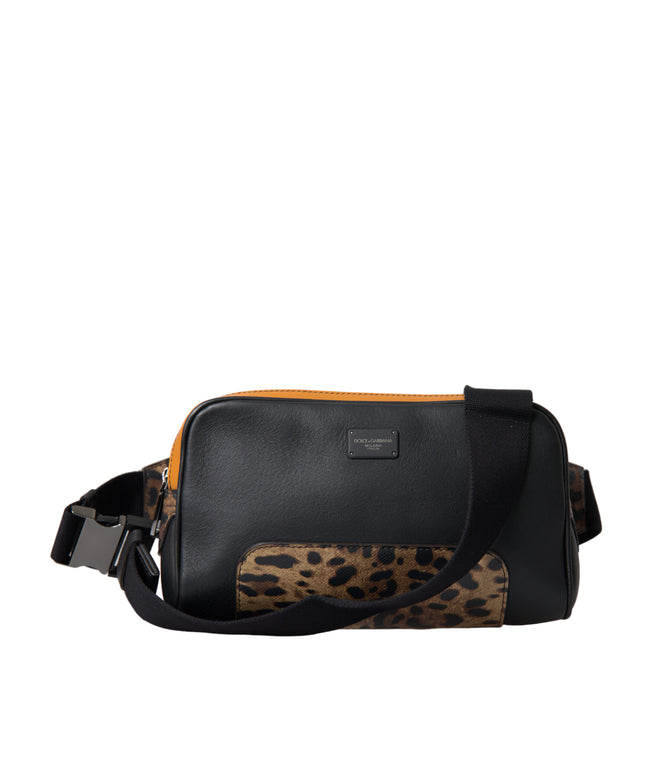 Dolce & Gabbana Black Exotic Leather Logo Belt Waist Fanny Pack Bag
