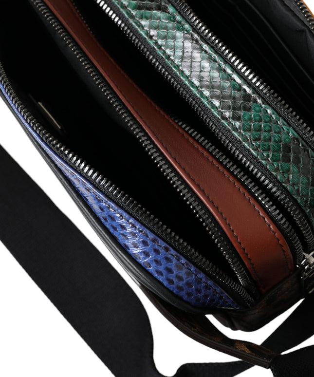 Dolce & Gabbana Black Exotic Leather Logo Belt Waist Fanny Pack Bag