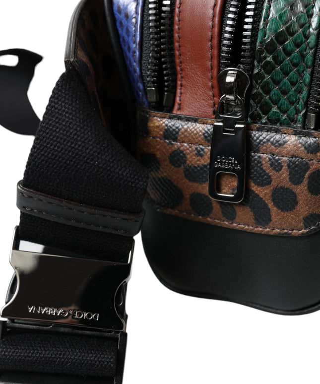 Dolce & Gabbana Black Exotic Leather Logo Belt Waist Fanny Pack Bag