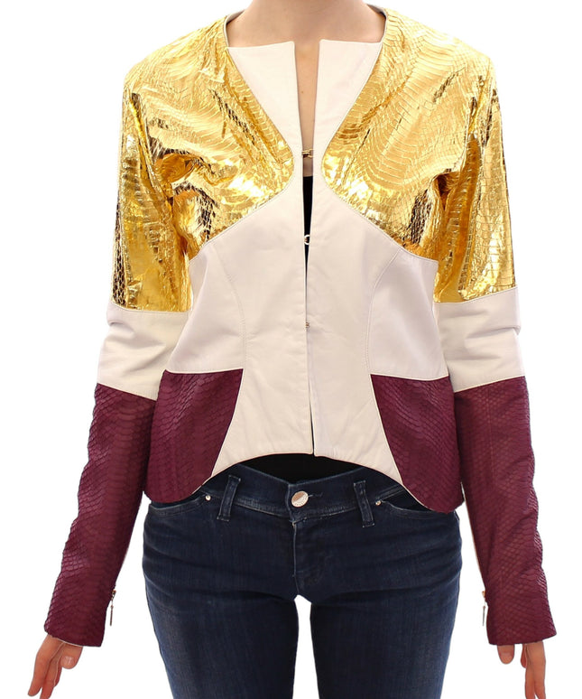 Vladimiro Gioia White Gold Purple Leather Jacket