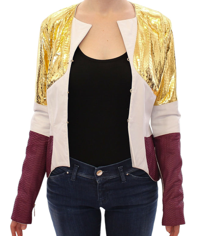 Vladimiro Gioia White Gold Purple Leather Jacket