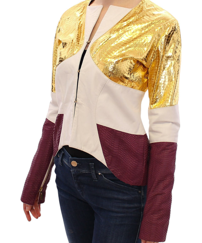 Vladimiro Gioia White Gold Purple Leather Jacket