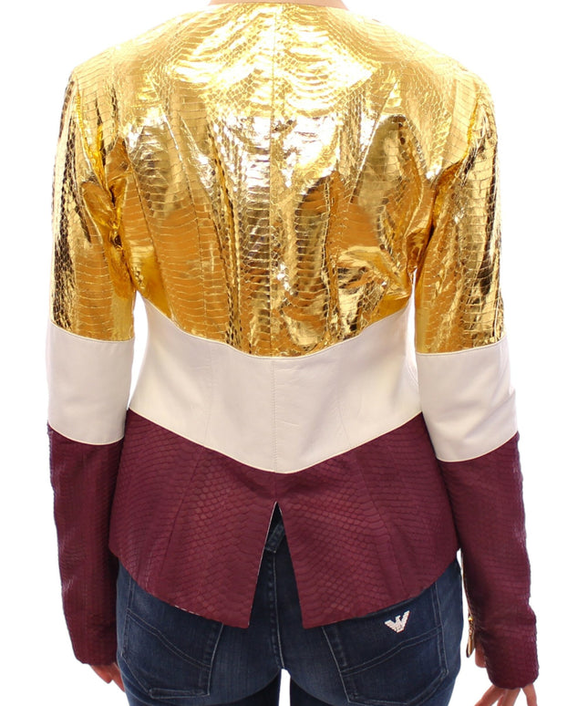 Vladimiro Gioia White Gold Purple Leather Jacket