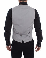 Dolce & Gabbana Gray Cotton Slim Fit Button Front Dress Vest