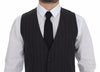 Dolce & Gabbana Gray Striped Wool Logo Vest Gilet Weste