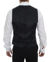 Dolce & Gabbana Gray Striped Wool Single Breasted Vest