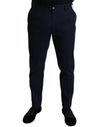 بنطلون دولتشي آند غابانا الرسمي بقصّة Slim Fit من القطن المرن باللون الأزرق الداكن