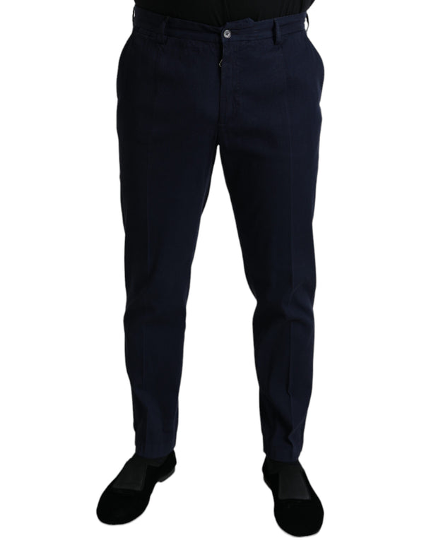 بنطلون دولتشي آند غابانا الرسمي بقصّة Slim Fit من القطن المرن باللون الأزرق الداكن