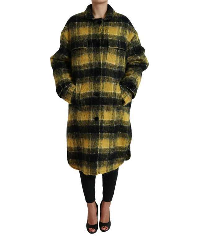 Dolce & Gabbana Yellow Plaid Long Sleeve Casual Coat Jacket
