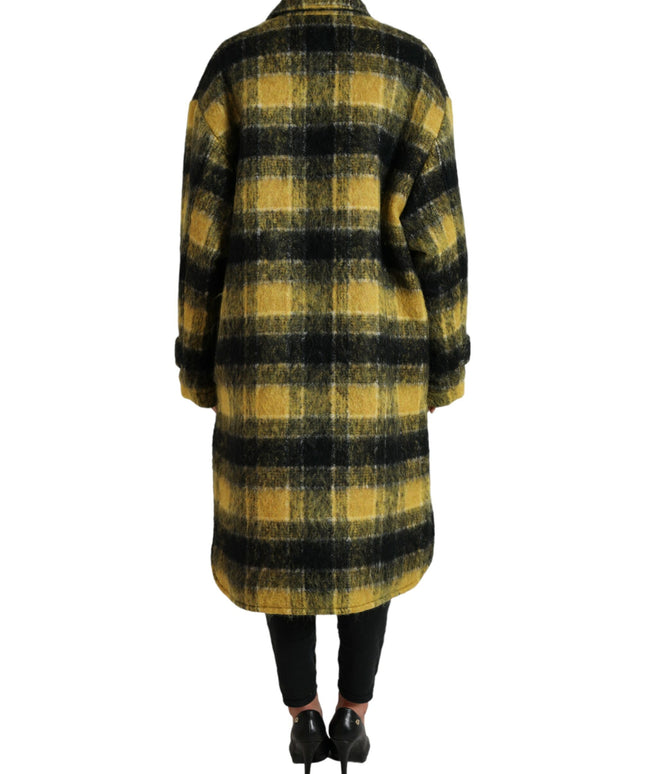 Dolce & Gabbana Yellow Plaid Long Sleeve Casual Coat Jacket