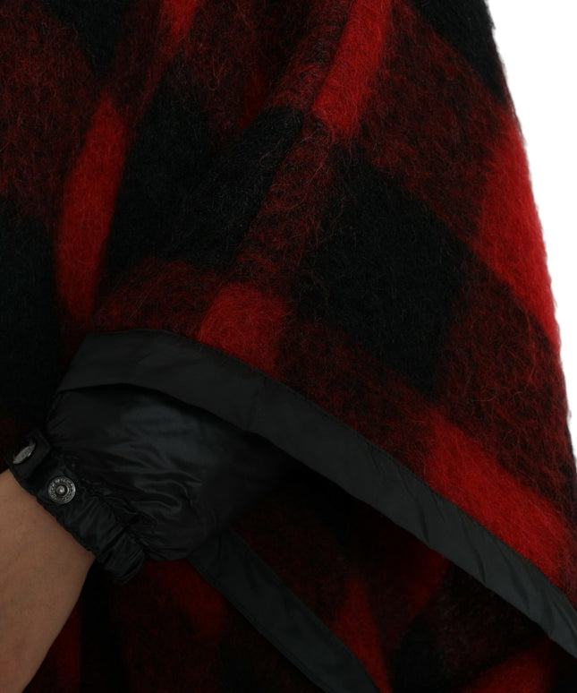 Dolce & Gabbana Black Red Buffalo Check Hooded Poncho Jacket