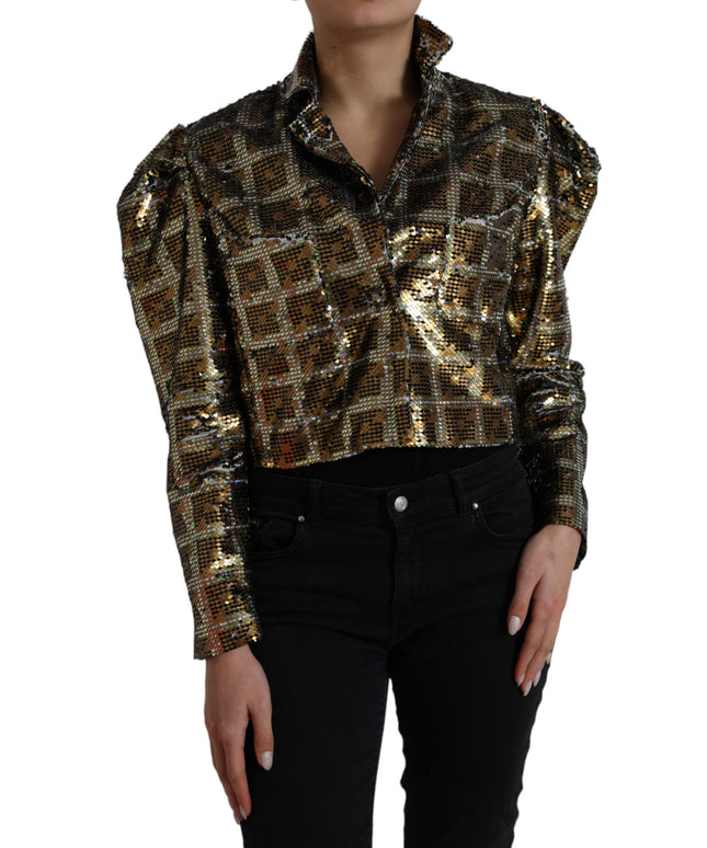 Dolce & Gabbana Multicolor Polyester Sequined Cropped Jacket