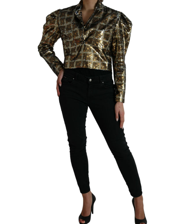 Dolce & Gabbana Multicolor Polyester Sequined Cropped Jacket