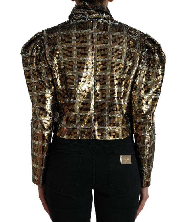 Dolce & Gabbana Multicolor Polyester Sequined Cropped Jacket