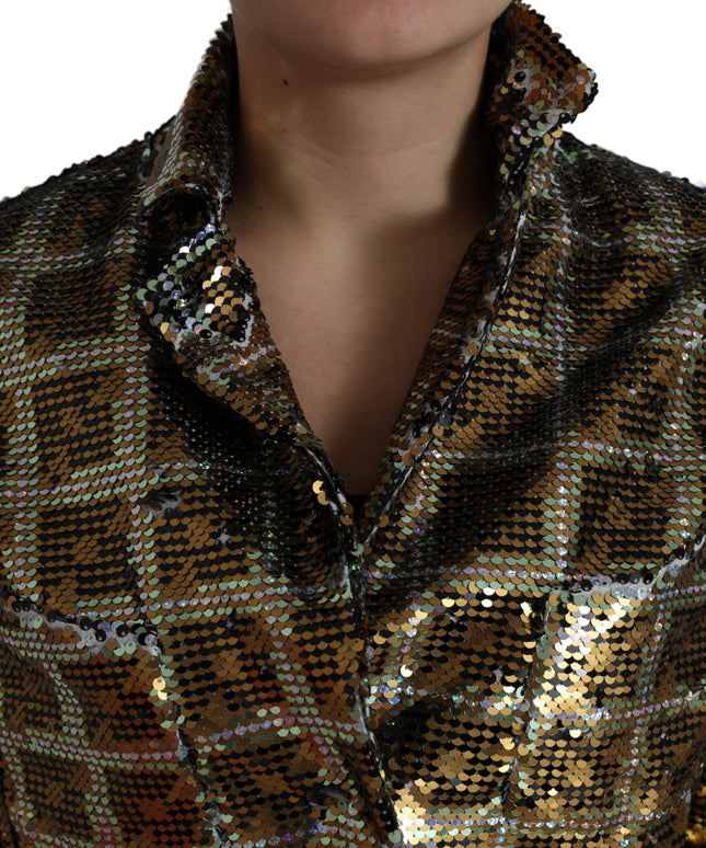 Dolce & Gabbana Multicolor Polyester Sequined Cropped Jacket