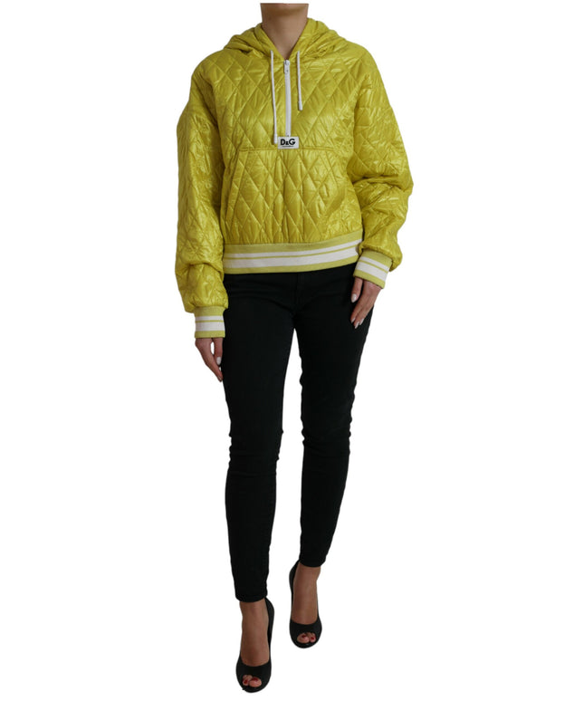 Dolce & Gabbana Yellow Nylon Quilted Hooded Pullover Jacket
