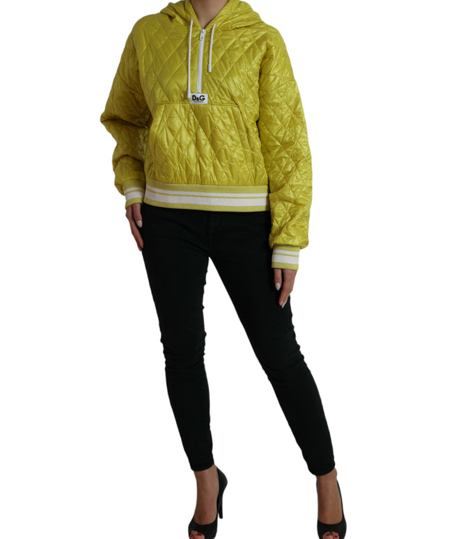 Dolce & Gabbana Yellow Nylon Quilted Hooded Pullover Jacket