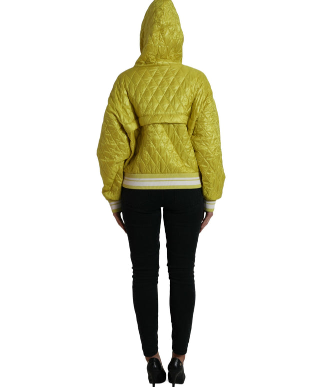 Dolce & Gabbana Yellow Nylon Quilted Hooded Pullover Jacket
