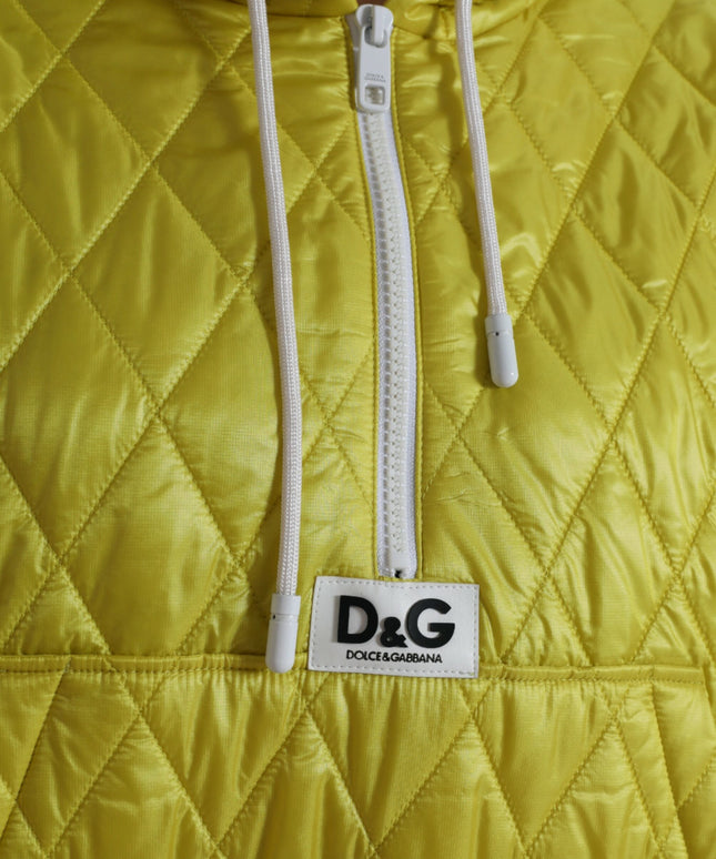 Dolce & Gabbana Yellow Nylon Quilted Hooded Pullover Jacket