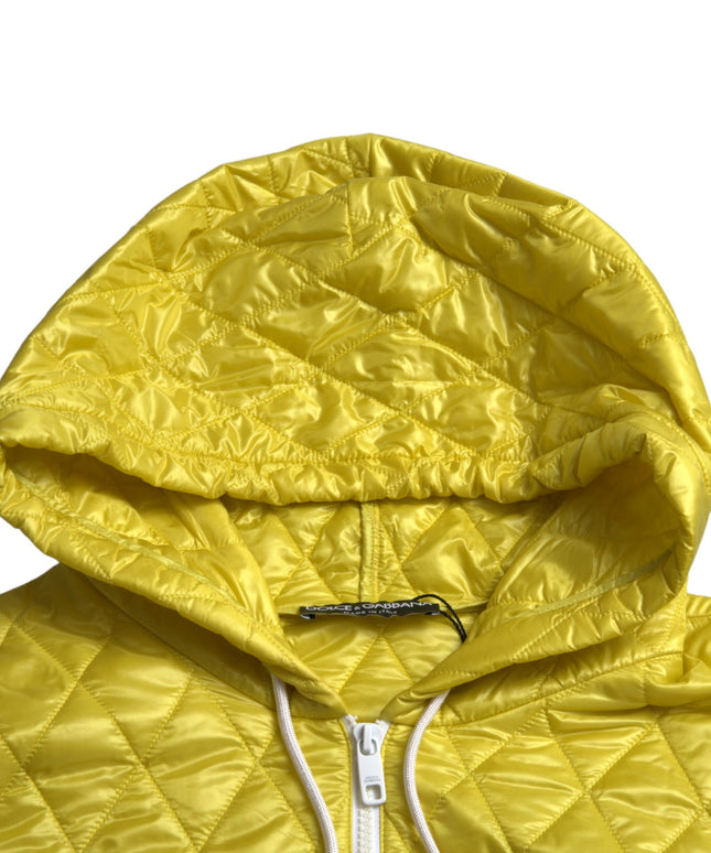 Dolce & Gabbana Yellow Nylon Quilted Hooded Pullover Jacket