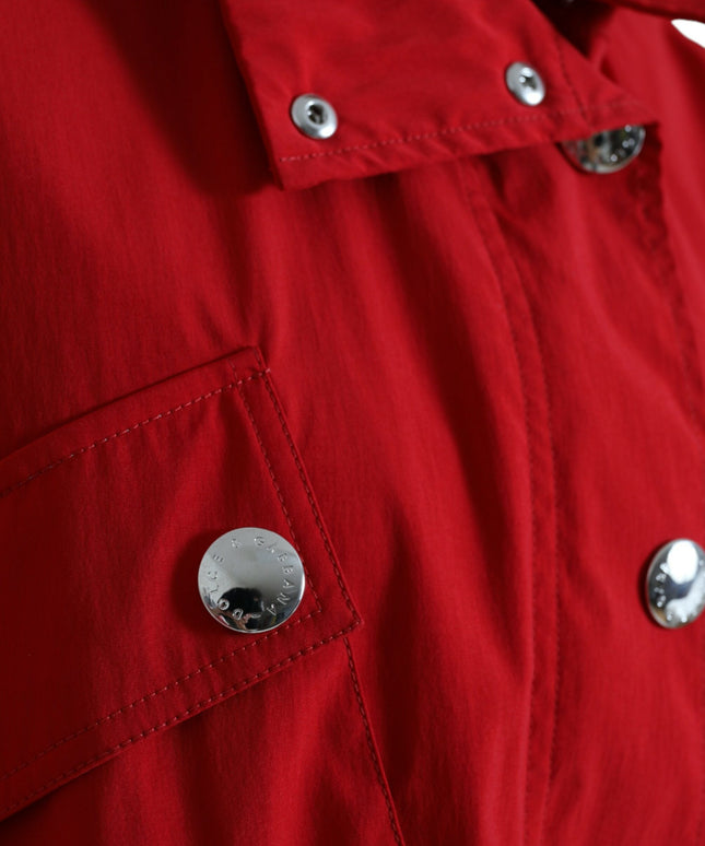 Dolce & Gabbana Red Polyester Hooded Button Rain Coat Jacket