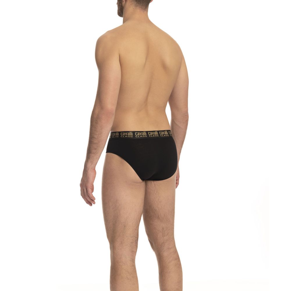 Cavalli Class Black Cotton Men's Briefs Pair