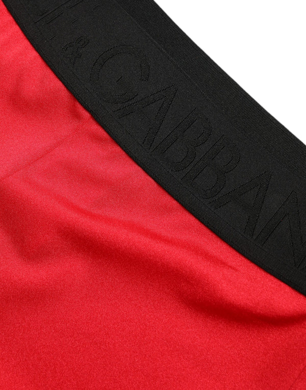 بنطلون ضيق ضيق من النايلون الأحمر بشعار DG من Dolce &amp; Gabbana