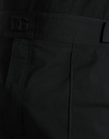 Dolce & Gabbana Black Polyester Logo Straight Pants
