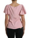 Dolce & Gabbana Pink Short Sleeves Round Neck Blouse Top