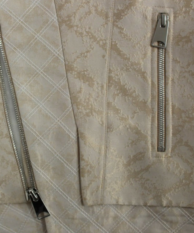 Zeyneptosun Beige brocade sleeveless jacket