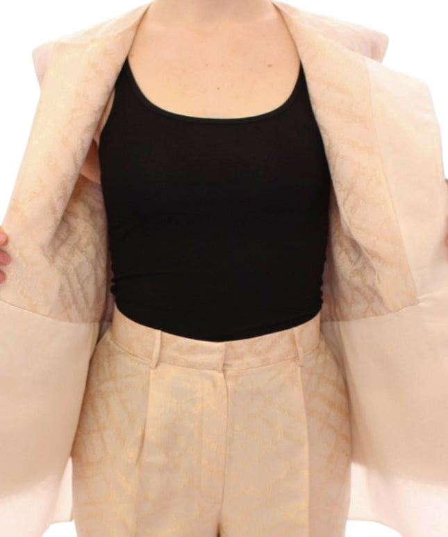 Zeyneptosun Beige brocade sleeveless jacket