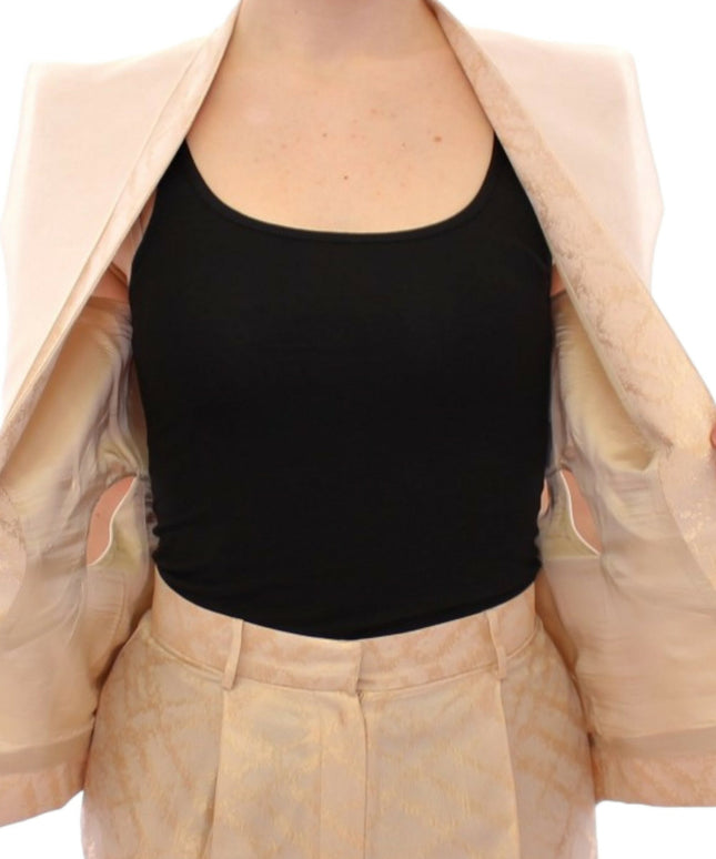 Zeyneptosun Beige brocade sleeveless jacket vest